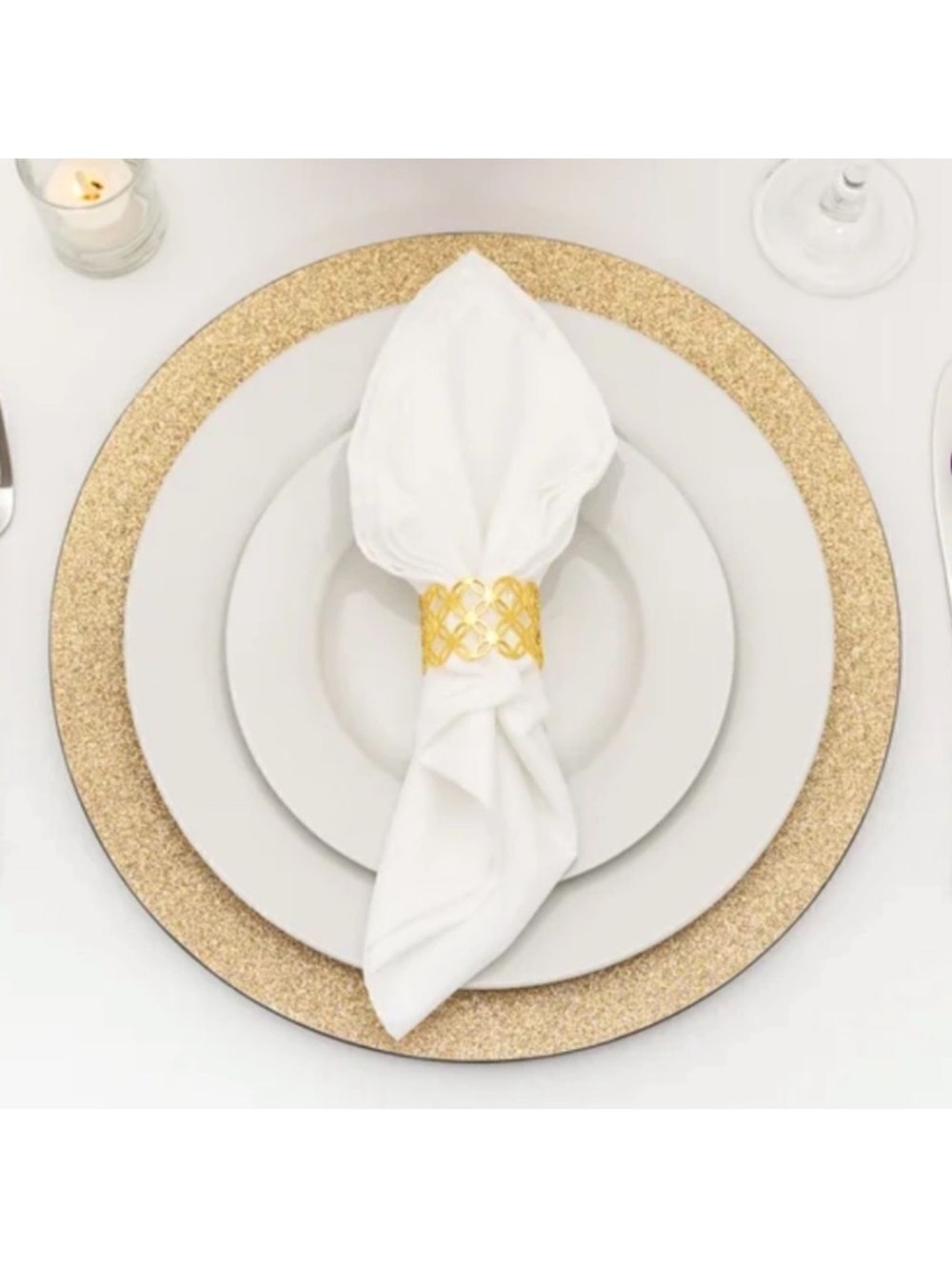American Atelier Set of 4 Gold Dazzle Electroplated Charger 13” Plates